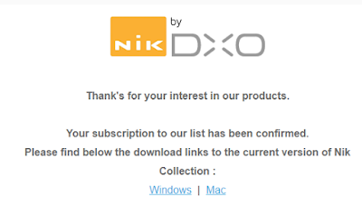 Download Link Nik Collection dikirimkan lewat email