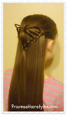 half up 3d heart hairstyle