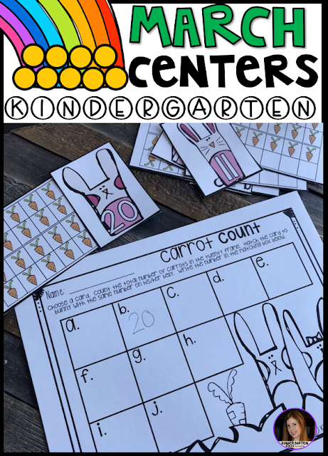 Spring into March Math and Literacy Centers is 248 pages full of fun hands-on math and literacy centers that are perfect for your kindergartners to help build a strong foundation in math, number sense and literacy skills.