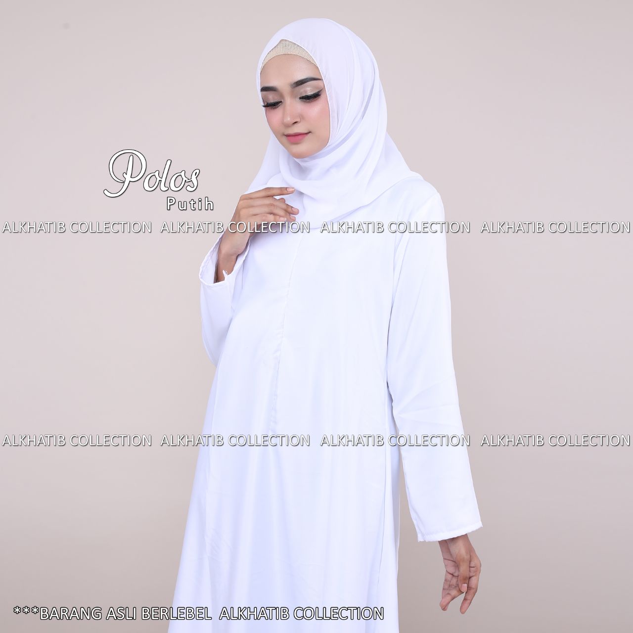 ABAYA POLOS PUTIH BY ALKHATIB | Gerai Gamis Shafiyya