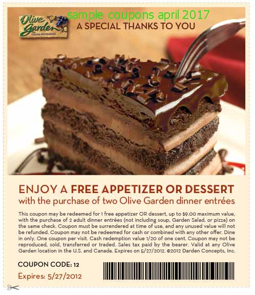 Free olive garden coupons