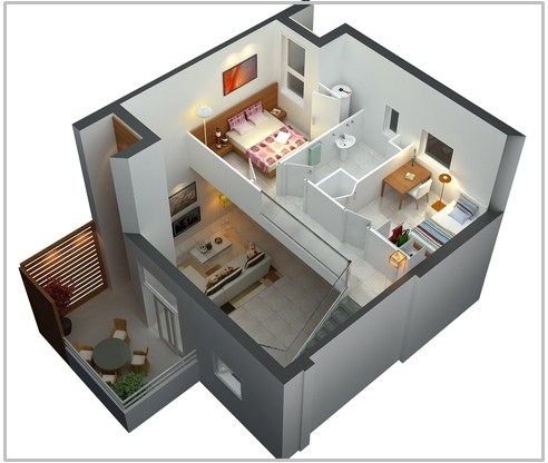 Denah Rumah Minimalis 3D Denah Rumah Minimalis 3D
