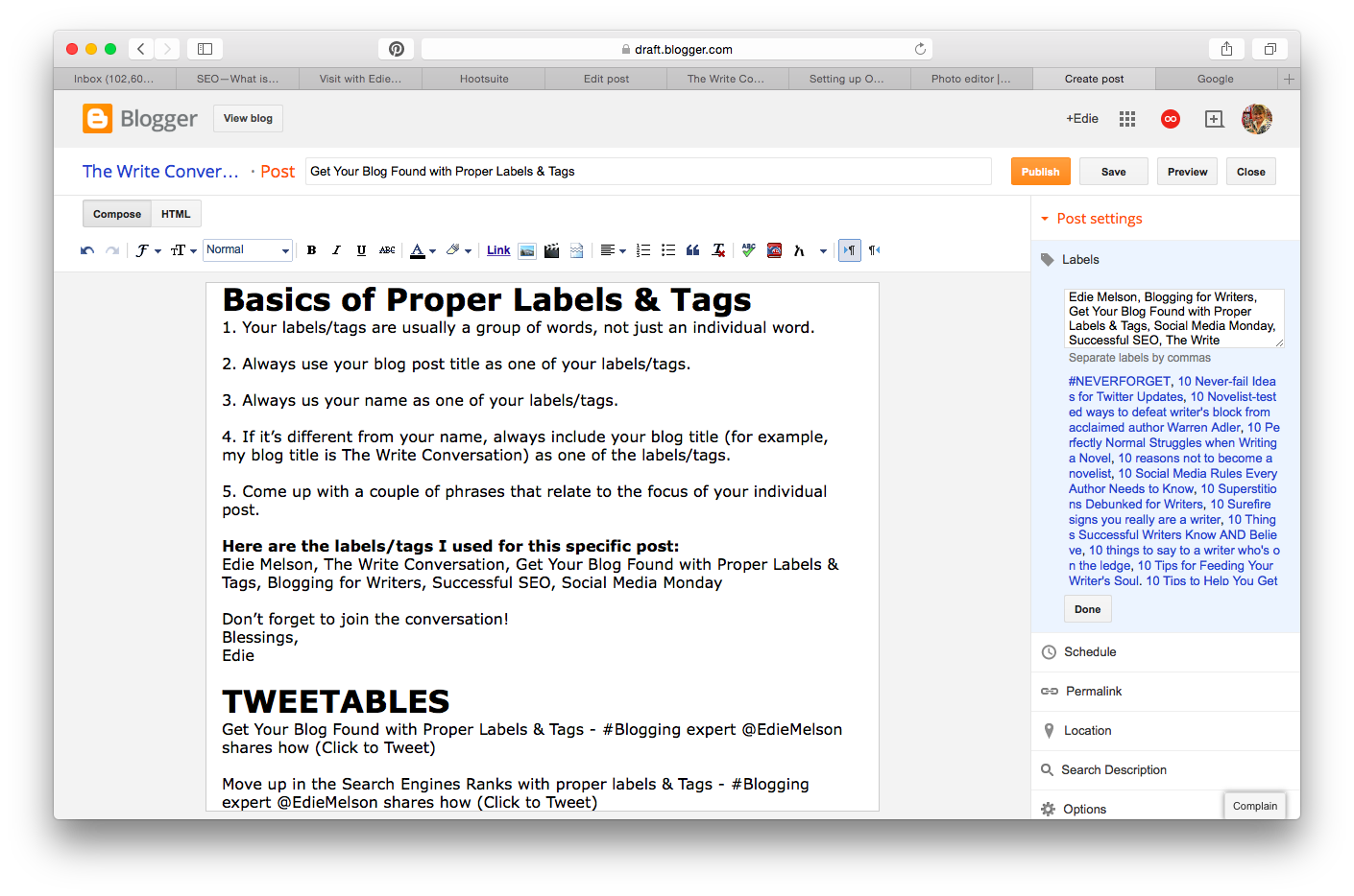 The Write Conversation: How to Label and Tag Your Blog Posts