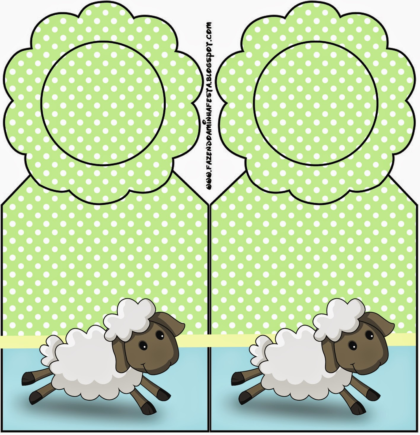 Ovejita en Fondo Celeste y Verde: Imágenes e Imprimibles Gratis para Fiestas. Para Marcapginas de Ovejita en Fondo Celeste y Verde.