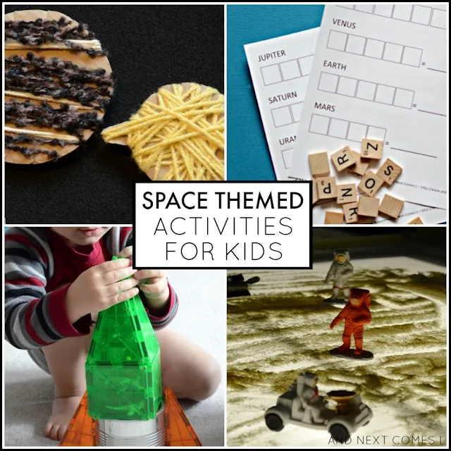 Outer space themed activities for kids - perfect for preschool and kindergarten kids! from And Next Comes L