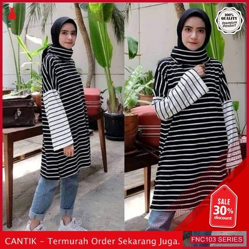 FNC103T73 Tunik Salur Arysia Jumbo Wanita Muslim Spandek Serba 40 Ribuan