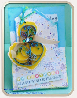 Lovely Quilled Blue Snowman Birthday Card from Antonella at www.quilling.blogspot.com