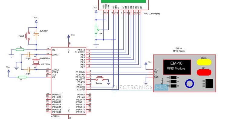 Circuit Schematic 2 RFID based Attendance System using 8051