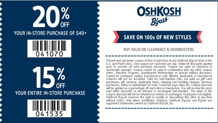 OshKosh Bgosh Printable Coupons September 2015 Printable Coupons 2015