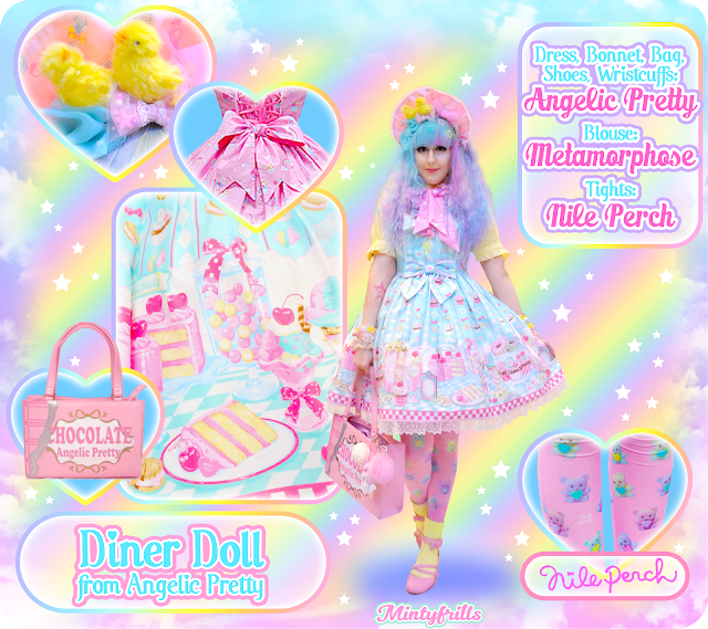 mintyfrills, kawaii, sweet lolita, harajuku fashion, angelic pretty, diner doll, outfit, dress