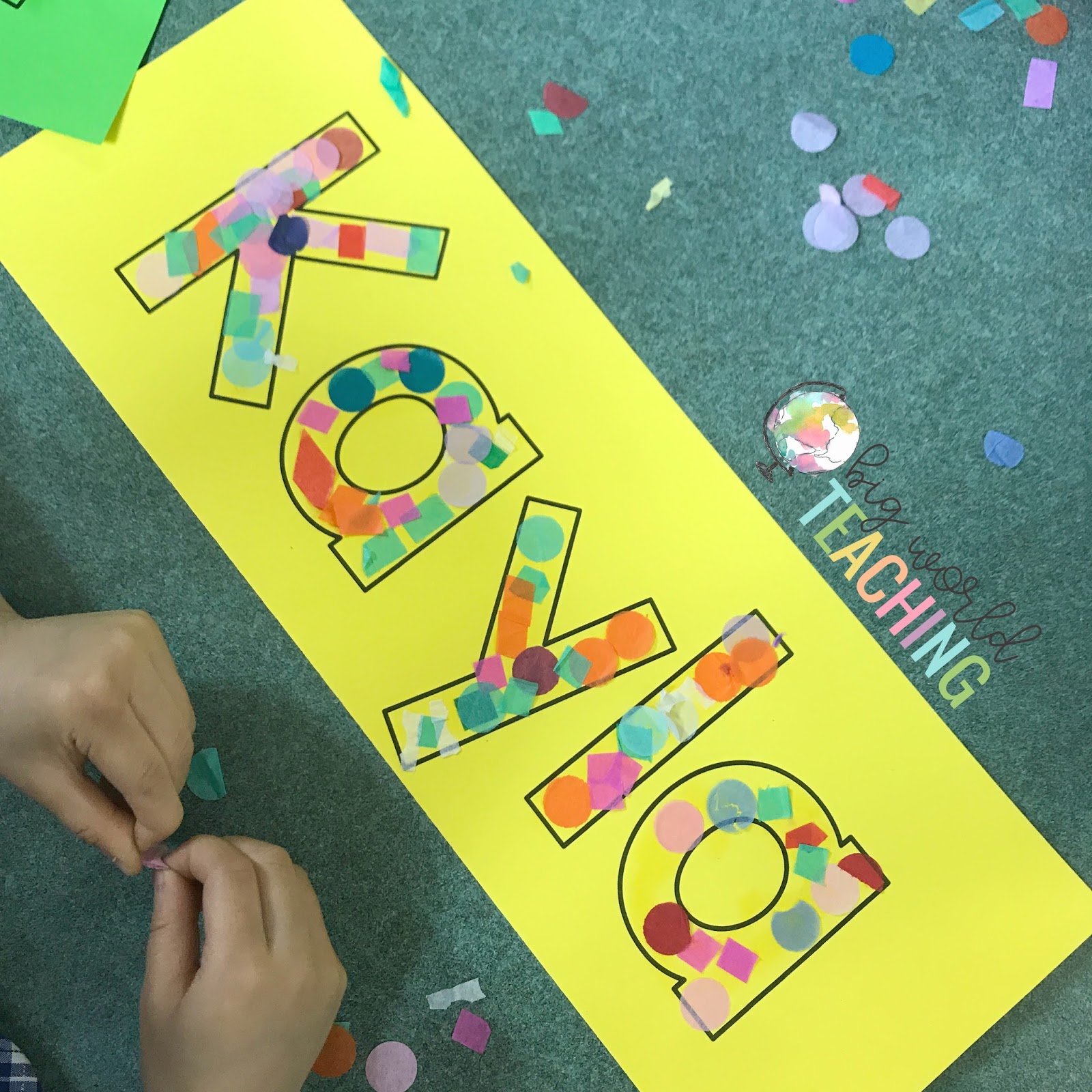 How To: Confetti Name Art | Back to School {FREEBIE} - Big World Teaching