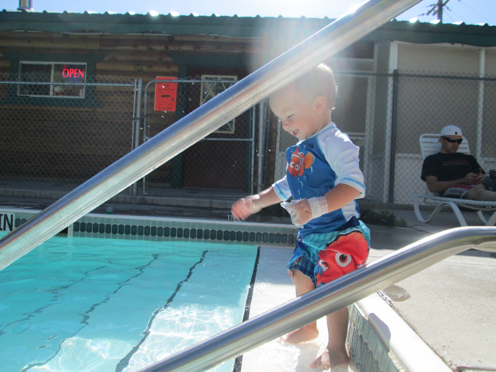 Babs and Gampy Beginner Swimmers in Unheated Pool Water