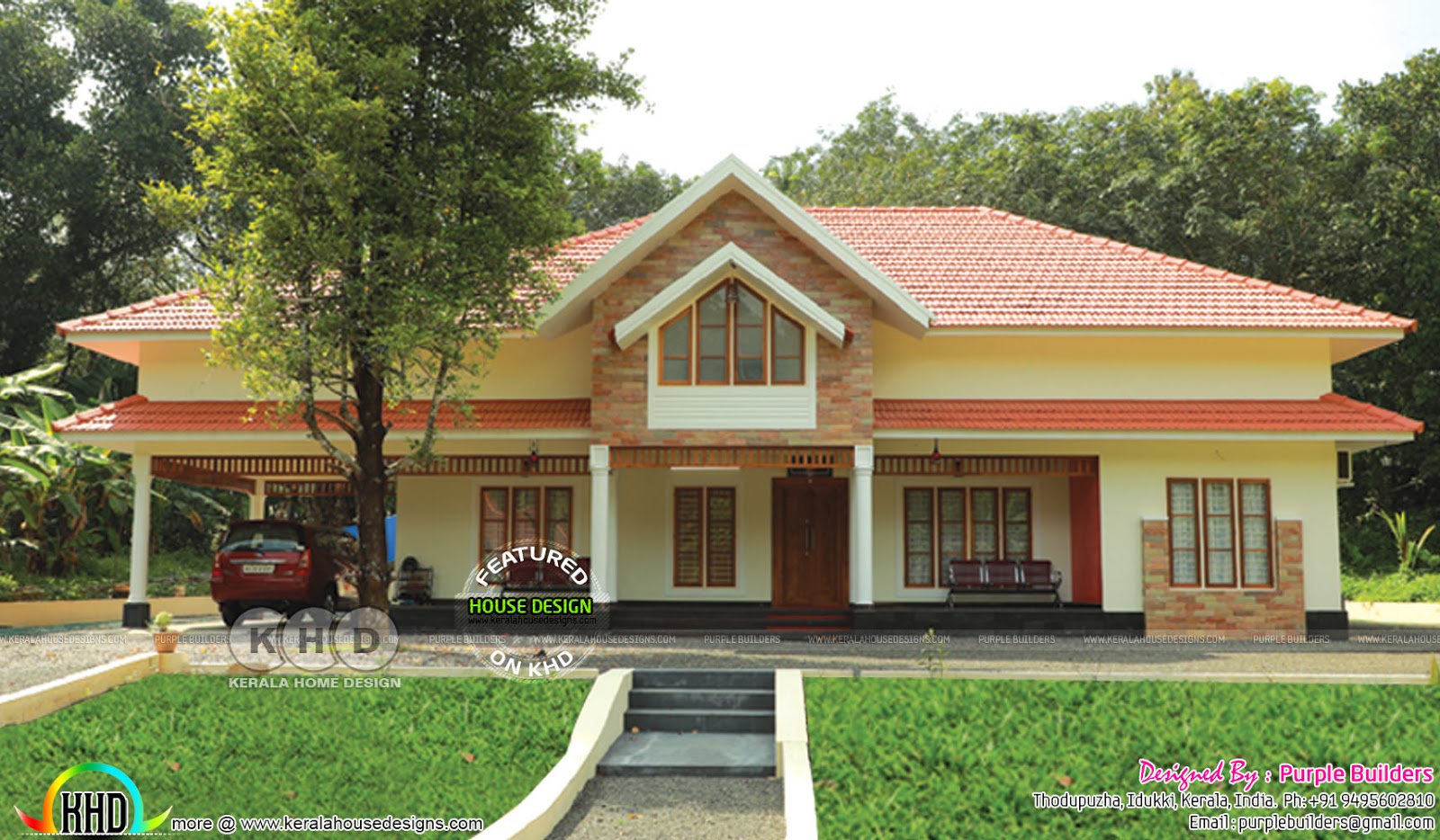 Interior and exterior of work completed house 2430 sqft Kerala Home