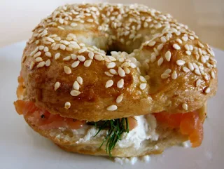 Lemon Passionfruit Butter Recipe on a poppy seed bagel with scallions and lox