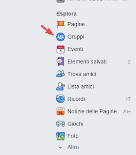 Tasto gruppi Gruppi Facebook