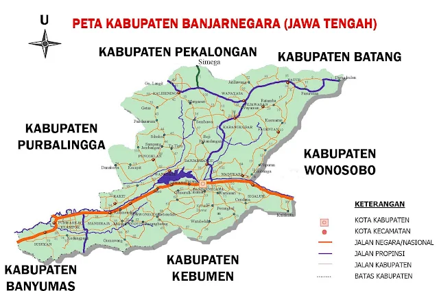 Gambar Peta Kabupaten Banjarnegara Jawa Tengah Lengkap 20 Kecamatan