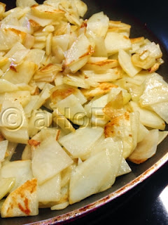 potatoes, pan cooking, partially cooked