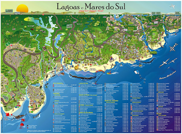 Mapa do litoral Sul de Alagoas