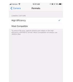 iPhone HEIF and HEVC format settings iPhone HEIF and HEVC format settings