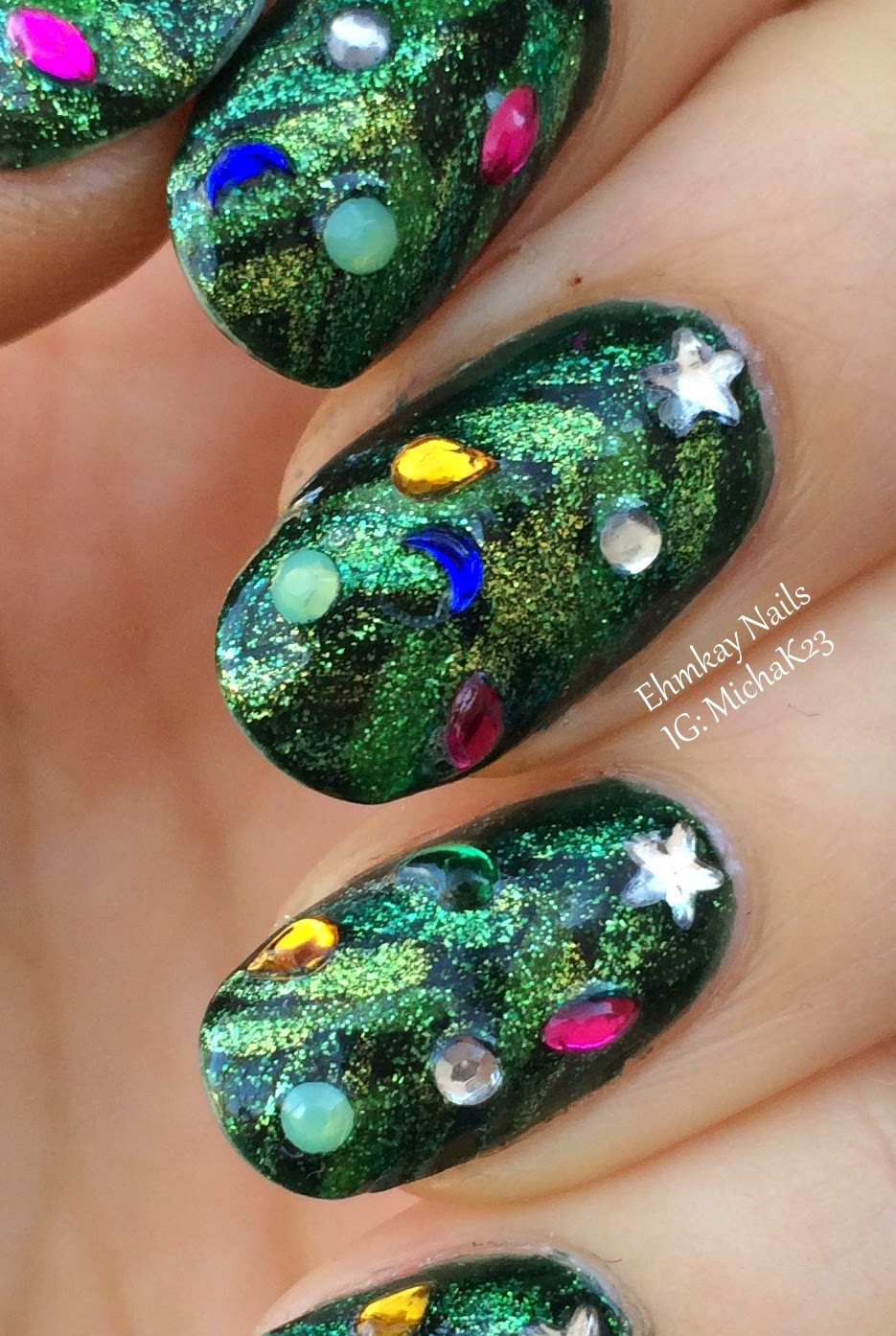 ehmkay nails: 3D Christmas Tree Nail Art