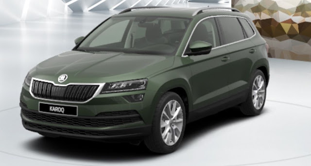 skoda karoq colore verde smeraldo metallizzato vista frontale