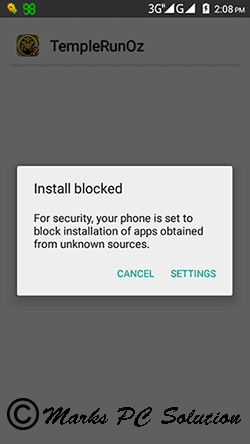 Unknown Source App Block Message on Android Device