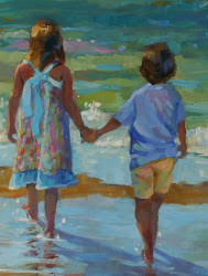 paintings painting oil beach children elizabeth blaylock impressionist impressionistic daily figurative american artist painters impressionism watercolor figure marketplace artwork sister