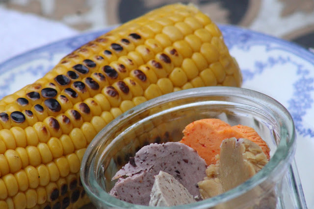 Corn on the cob with compound butters
