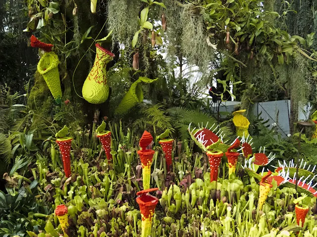 Lego display of carniverous plans at Gardens by the Bay in Singapore