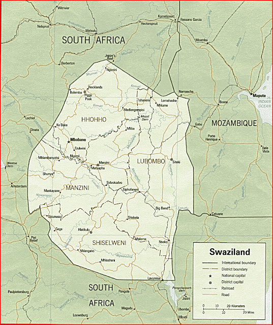 image: Swaziland Political map