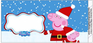 Peppa Pig en Navidad: Etiquetas para Candy Buffet para Imprimir Gratis. Etiquetas de Peppa Pig en Navidad para imprimir gratis.