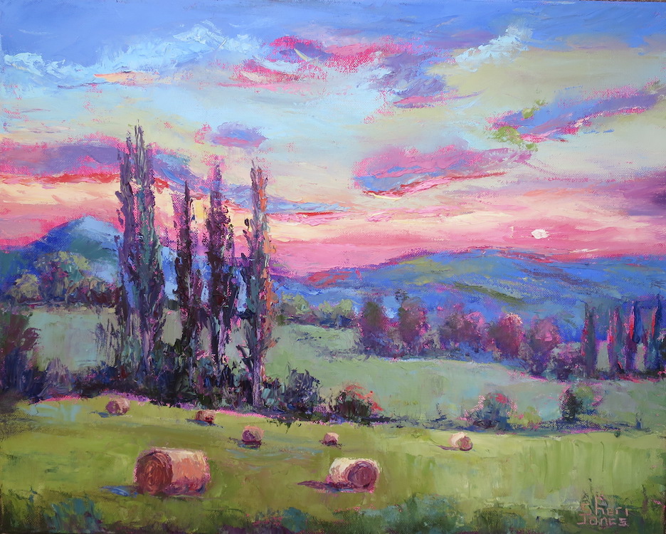 Artists Of Texas Contemporary Paintings and Art French Countryside at Sunset, New Contemporary