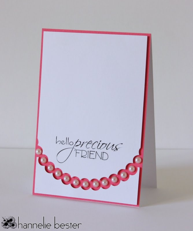 CAS card made with silhouette cameo and pearls as embellishment