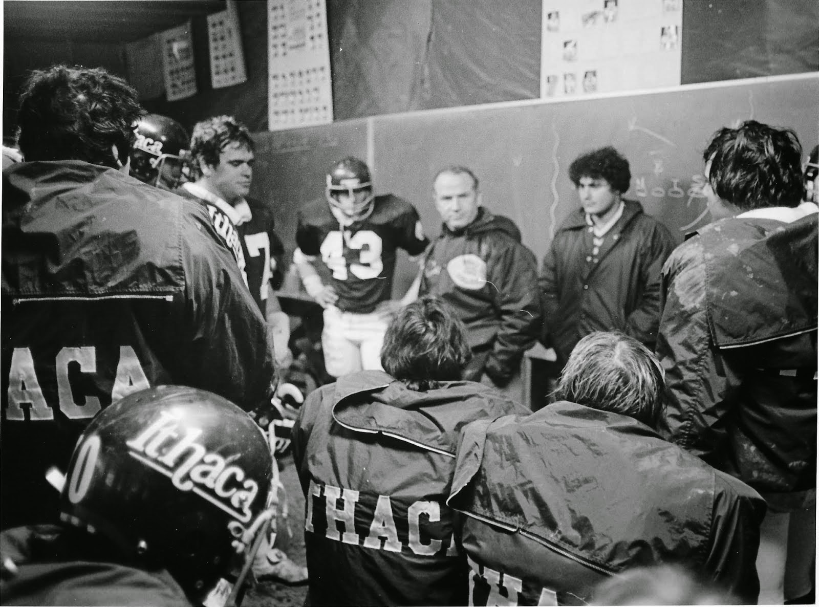 Freshman Year halftime in Ithaca locker room 1978 against St Lawrence
