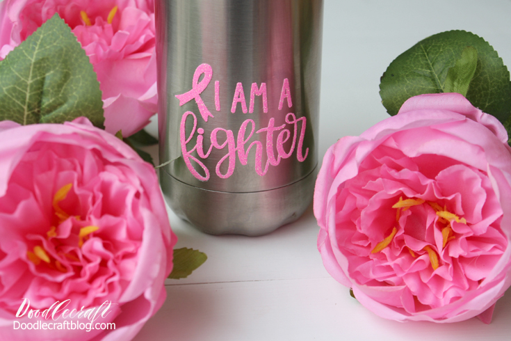 Breast Cancer Awareness I Am A Fighter Water Bottle Diy With