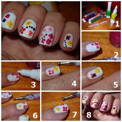 manicura de flores paso a paso