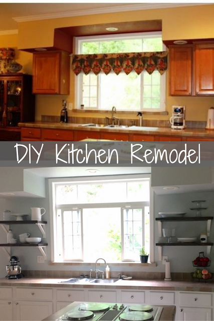 DIY Kitchen Remodel with open shelves, painted cabinets and a minimalistic approach