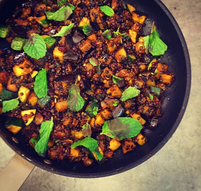 Indian Spiced Eggplant, Zucchini, Lentil & Mint