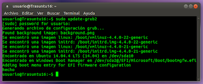 sudo update-grub2 hecho