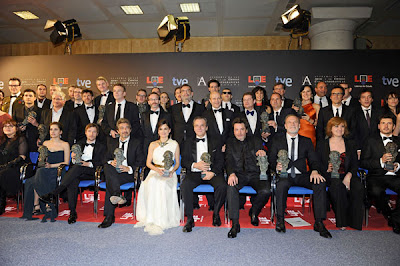 Foto de familia de los ganadores de los Premios Goya 2012