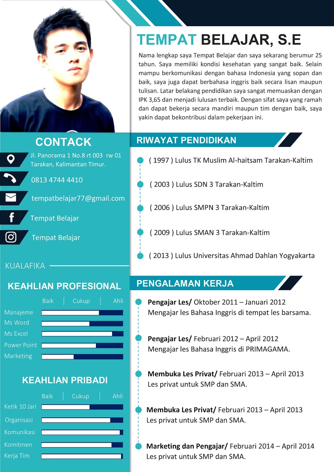 Contoh Cv Curriculum Vitae Yang Baik Menarik Dan Benar File Word Images