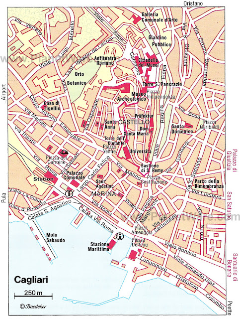 Mapa de Cagliari - Sardenha - Itália