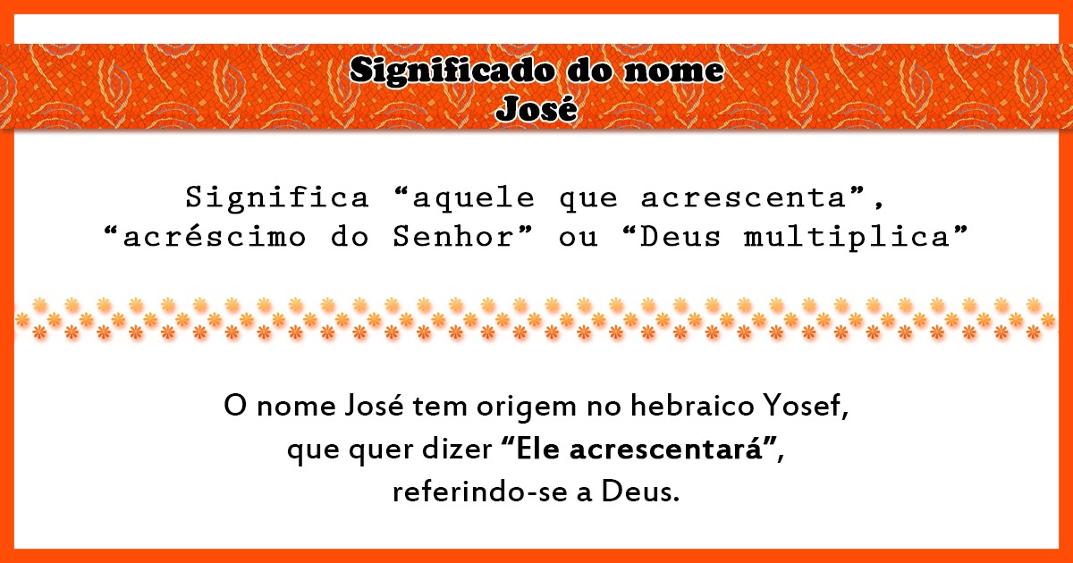 Significado dos nomes Nome do dia José Chovendo Arte Significado dos nomes Nome do dia José Chovendo Arte