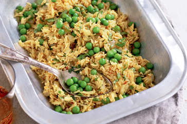 Spicy rice with peas recipe
