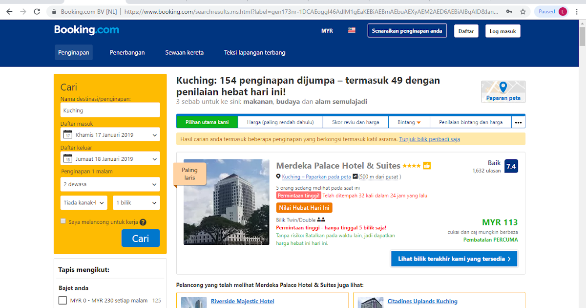 Cara tempah bilik Hotel di web booking.com ~ TEMPAH BILIK HOTEL DARI