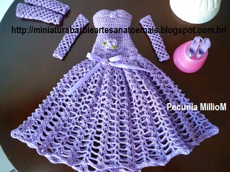 Vestido Longo de Crochê Com Luvas Para Barbie ou Susi Por Pecunia MillioM 15