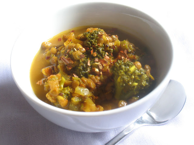 Brown Lentil Soup with Broccoli