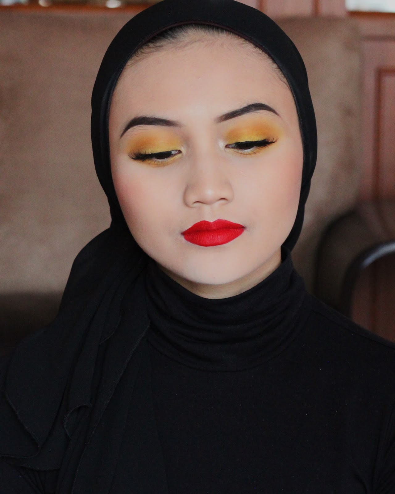 Punk Yellow Eyeshadow & Red Lip Makeup Tutorial by Brunei Blogger Bash Harry