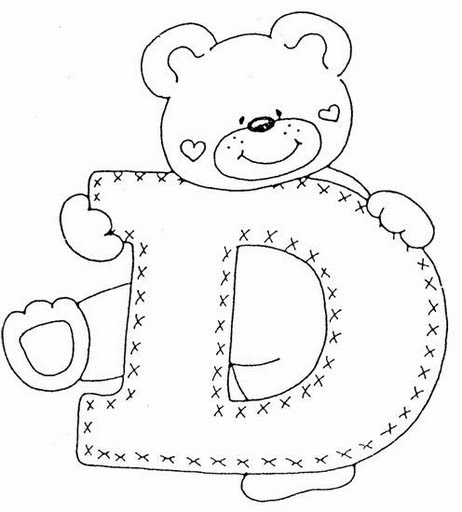 Abecederio de Osito corazon para colorear letra D - COLOREA TUS DIBUJOS