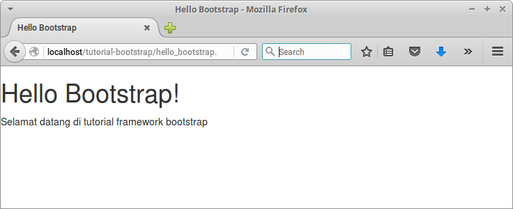 Tampilan web dengan bootstrap Hello bootstrap